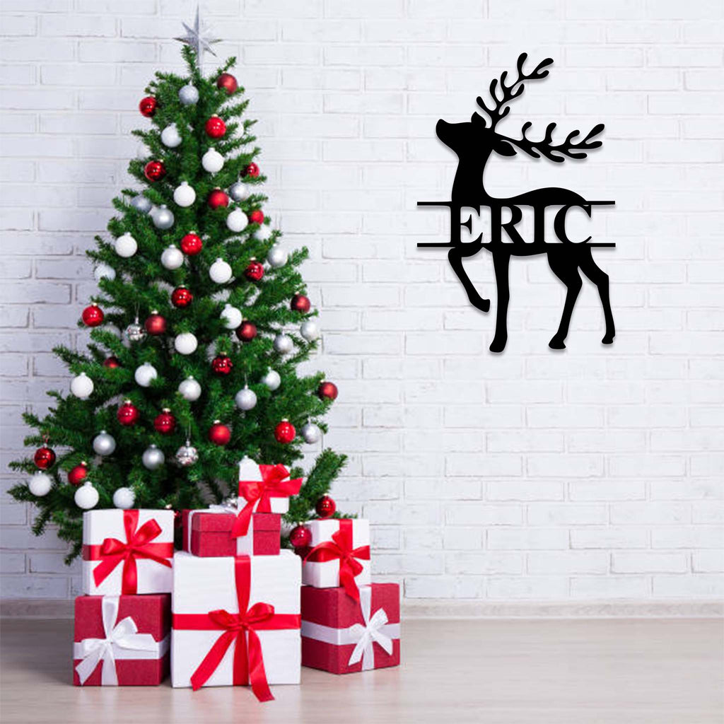 Reindeer Monogram - Metal Wall Art - MetalPlex