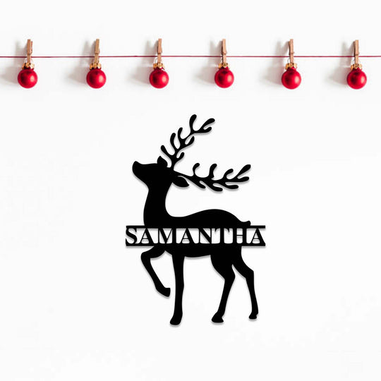 Reindeer Monogram - Metal Wall Art