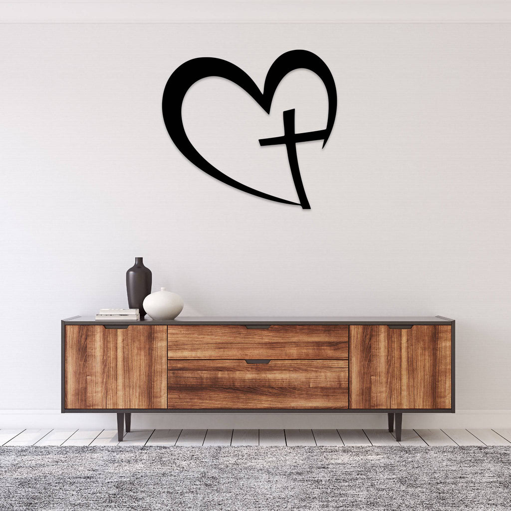Heart Cross - Metal Wall Art - MetalPlex