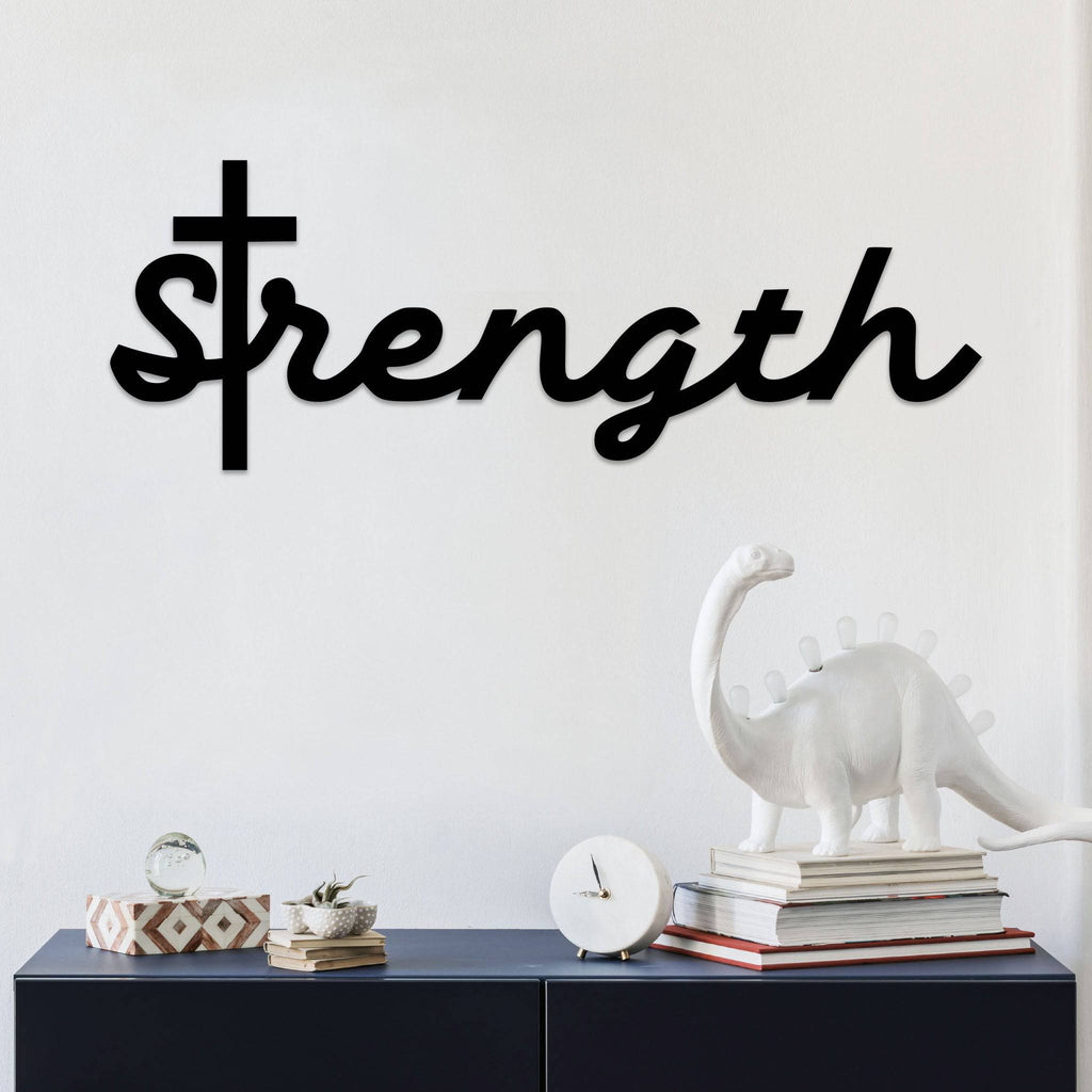 Strength Cross Script - Metal Wall Art - MetalPlex