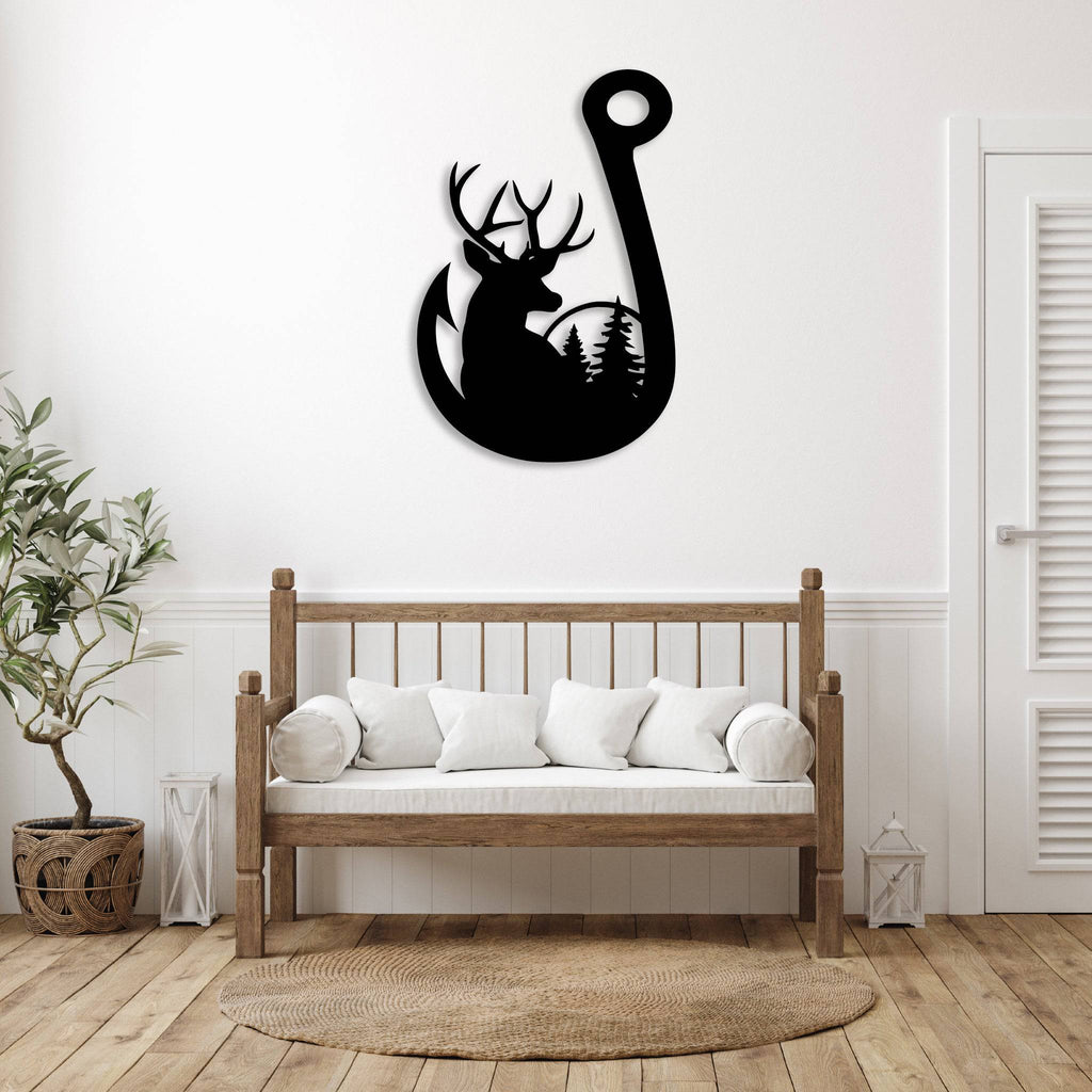 Deer Fishing Hook - Metal Wall Art - MetalPlex