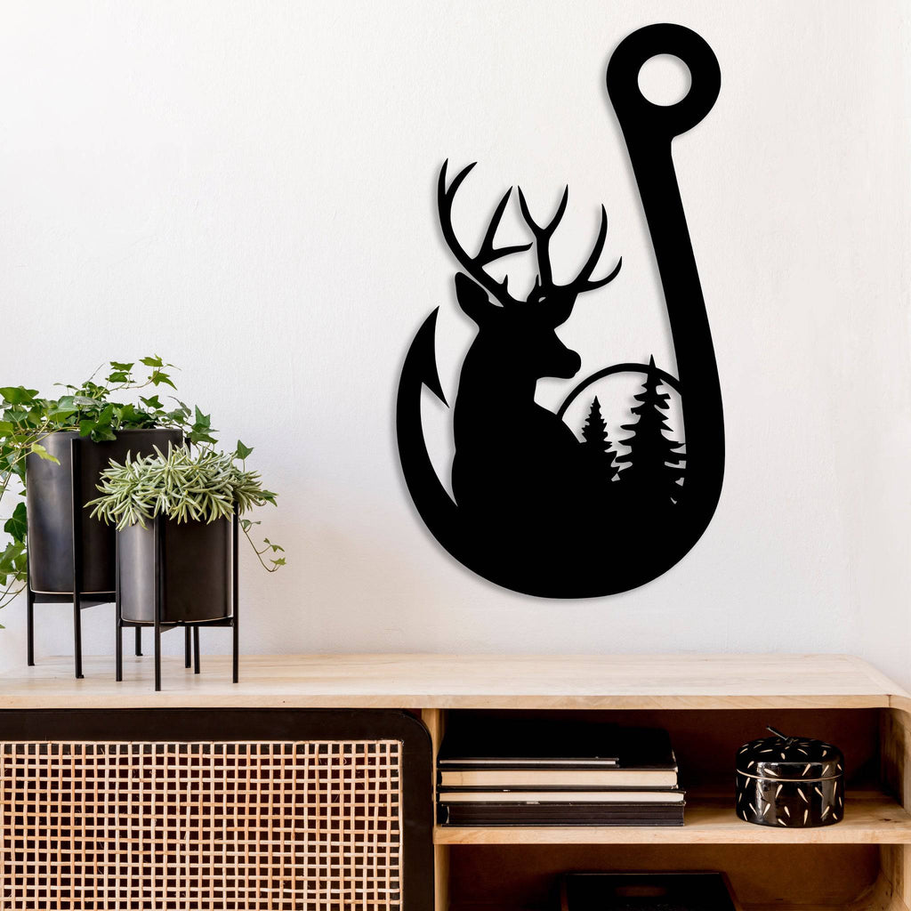 Deer Fishing Hook - Metal Wall Art - MetalPlex
