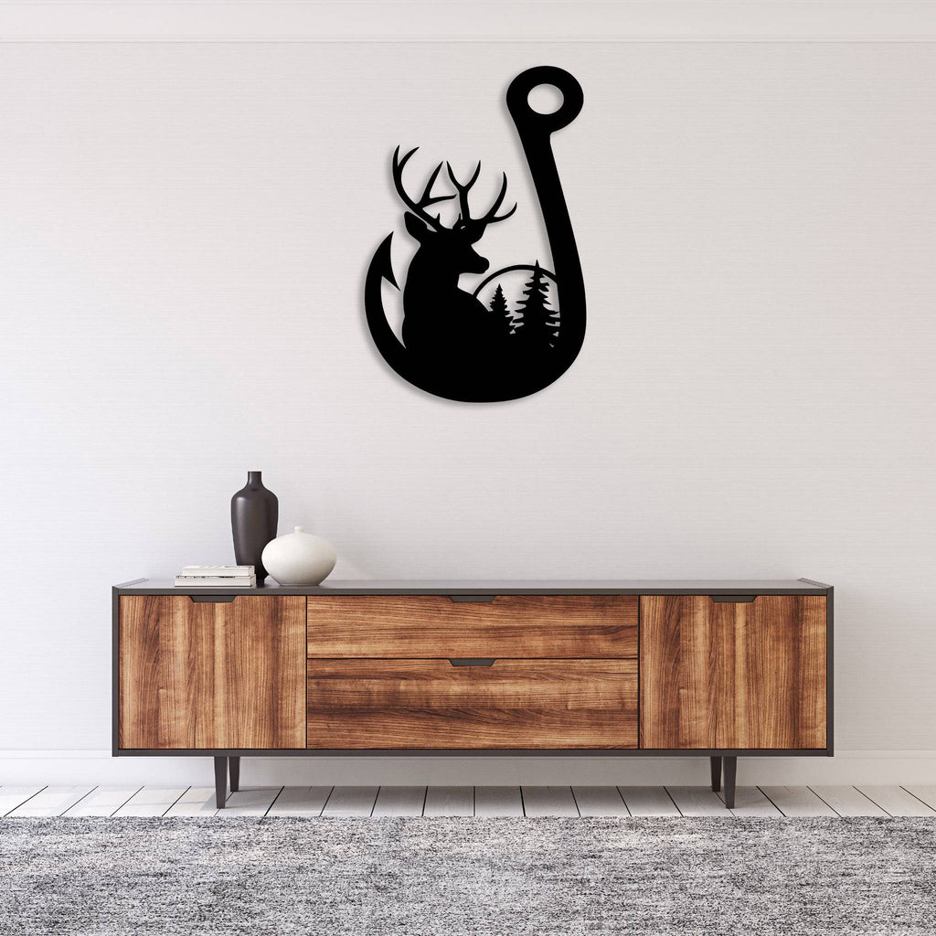 Deer Fishing Hook - Metal Wall Art - MetalPlex