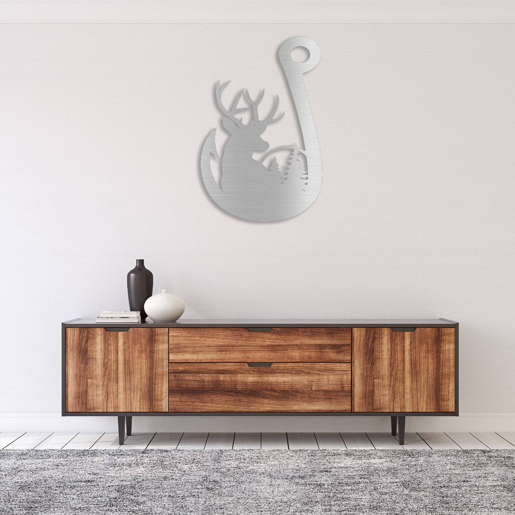 Deer Fishing Hook - Metal Wall Art - MetalPlex