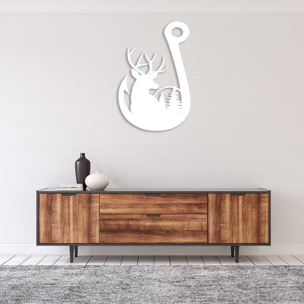 Deer Fishing Hook - Metal Wall Art - MetalPlex