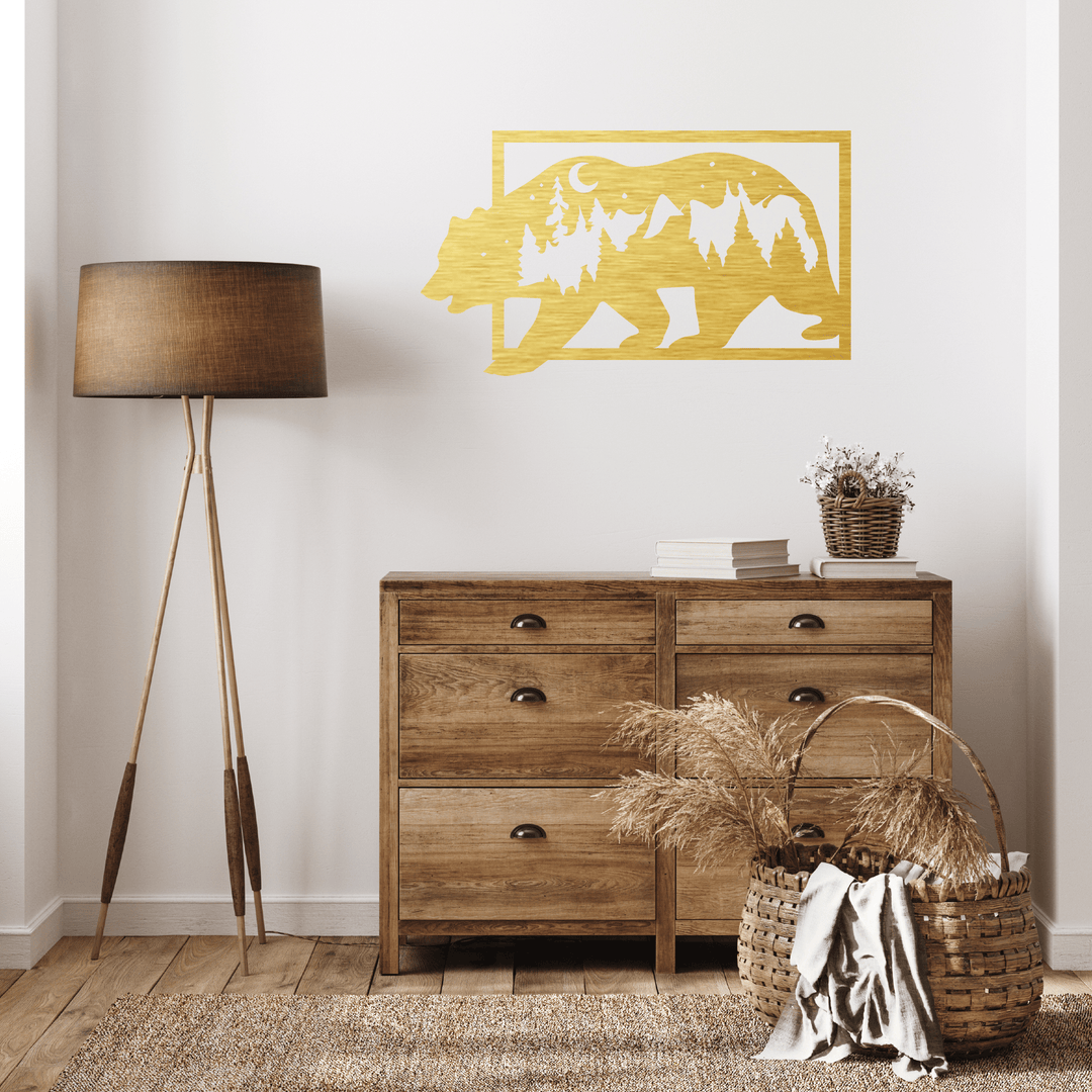 3D Look Bear Metal Wall Art Metalplex
