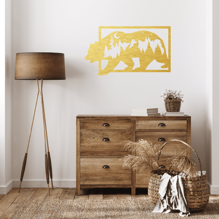3D Look Bear Metal Wall Art Metalplex
