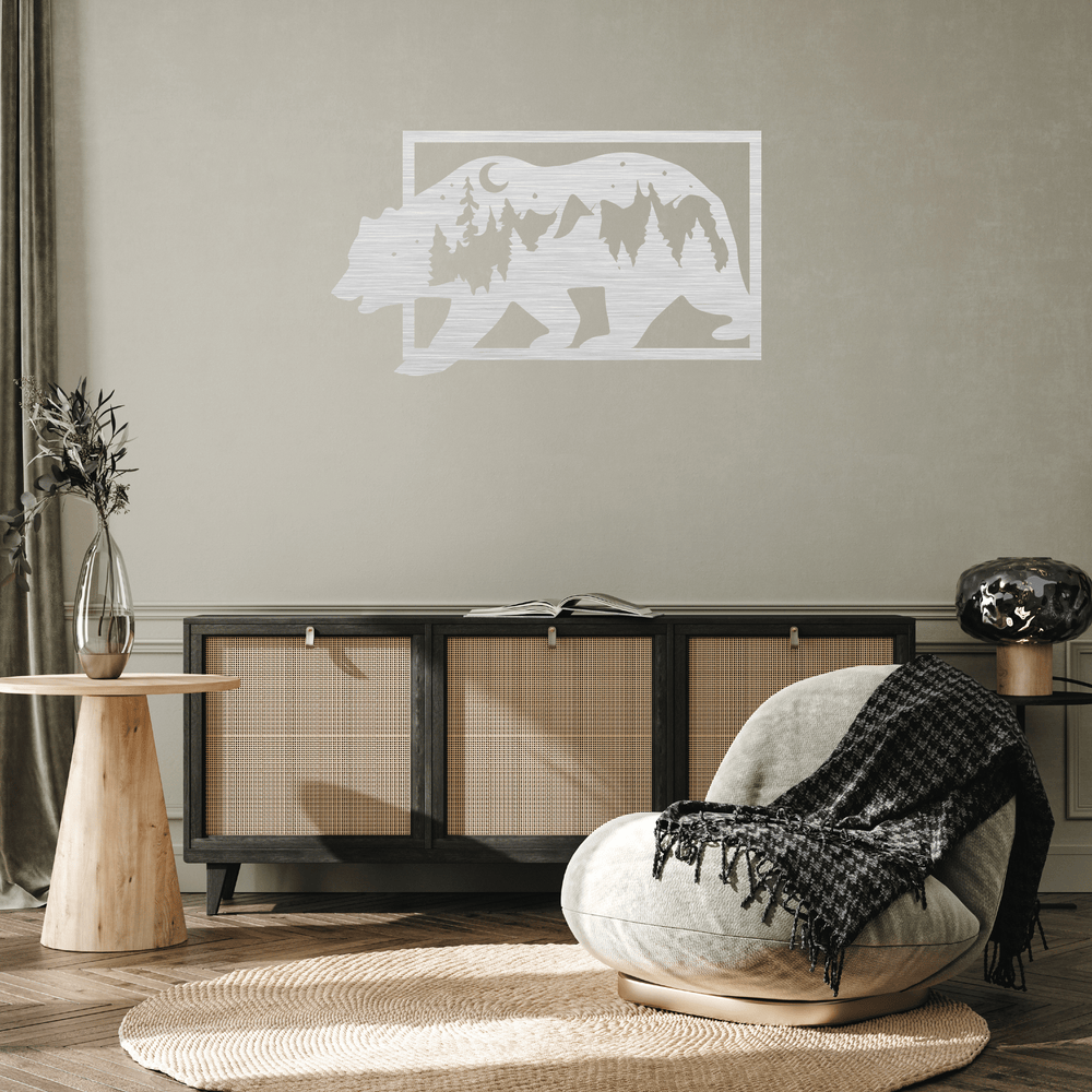 3D Look Bear Metal Wall Art Metalplex