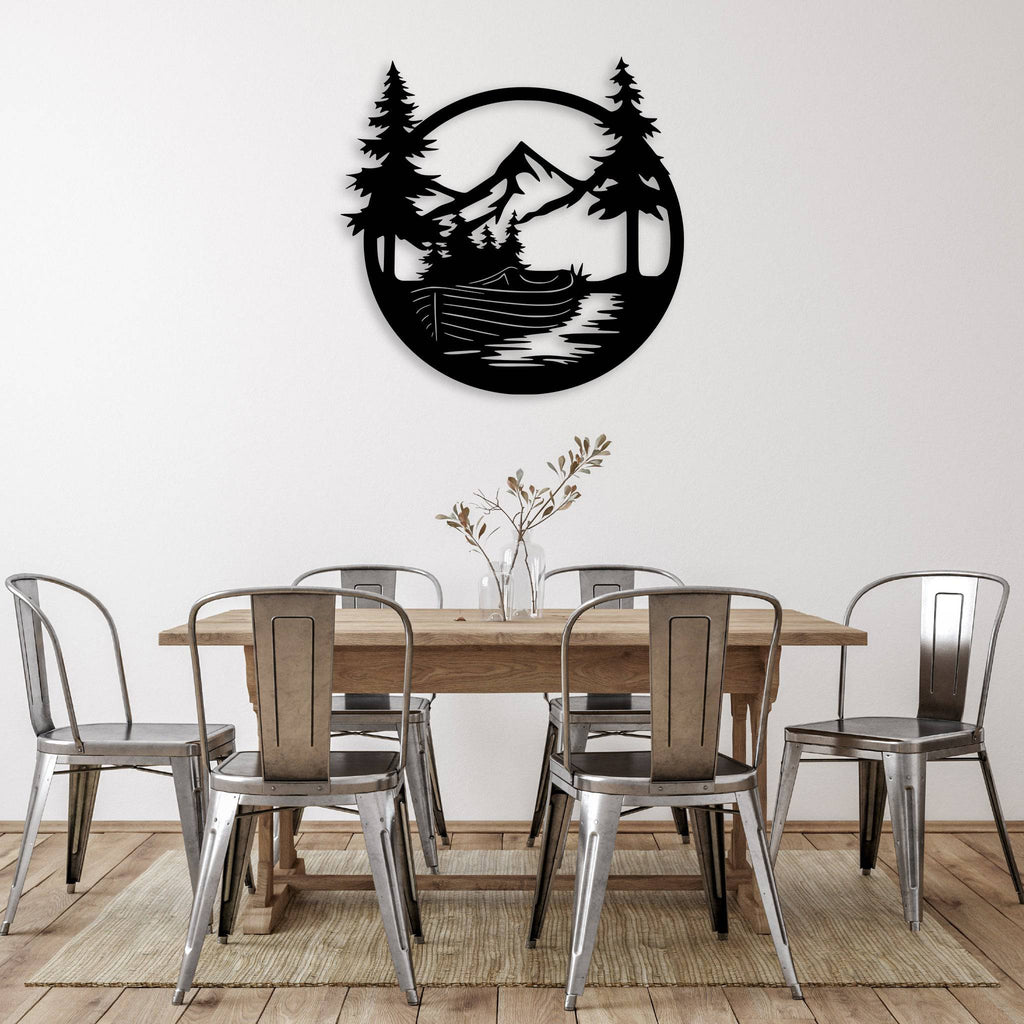 Drift Boat Mountain - Metal Wall Art - MetalPlex