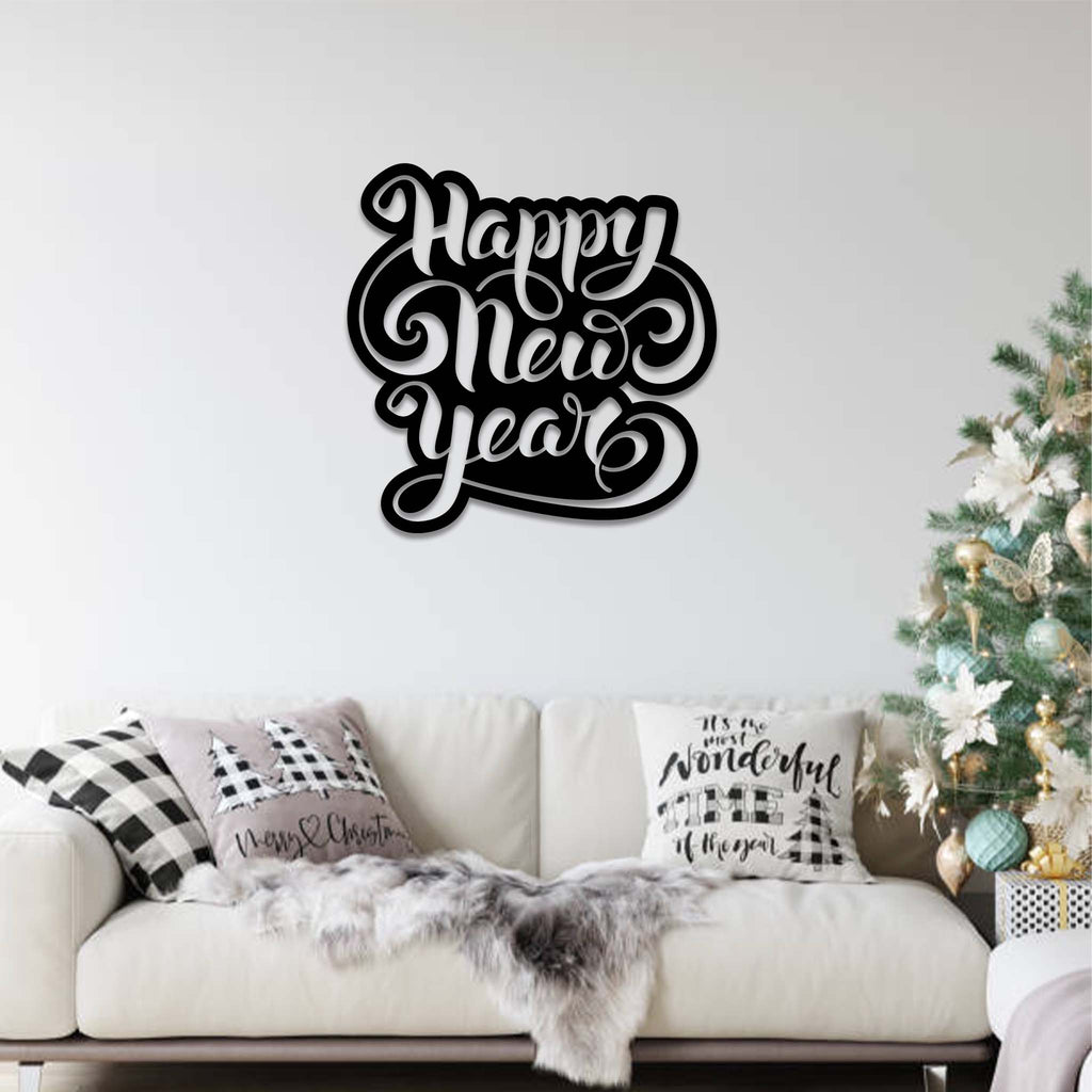 Happy New Year Script - Metal Wall Art - MetalPlex