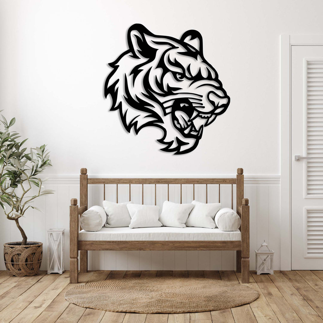 Roaring Tiger Head - Metal Wall Art - MetalPlex