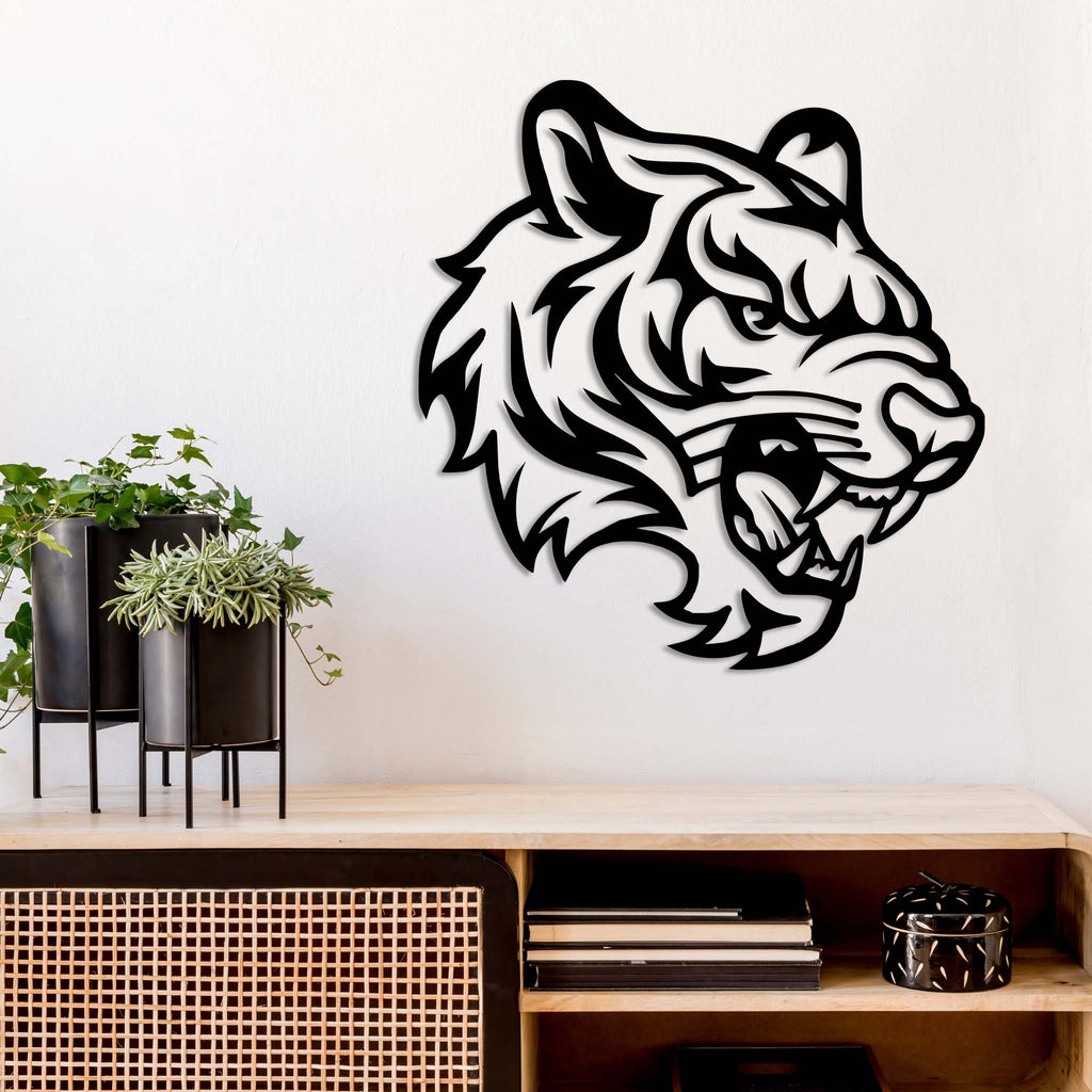Roaring Tiger Head - Metal Wall Art - MetalPlex