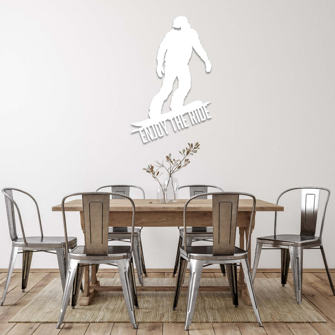 Enjoy The Ride Snowboarder - Metal Wall Art - MetalPlex