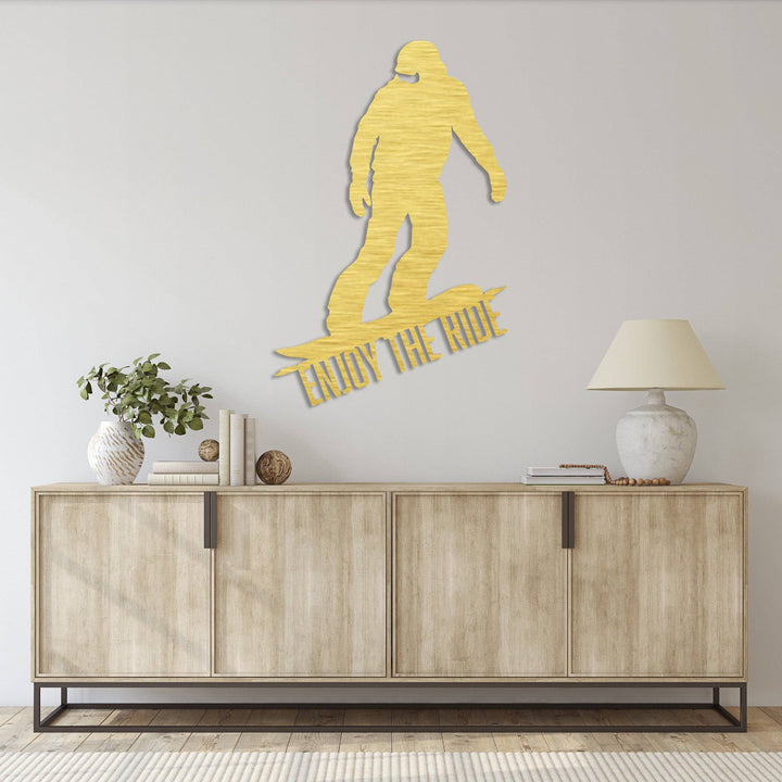 Enjoy The Ride Snowboarder - Metal Wall Art - MetalPlex