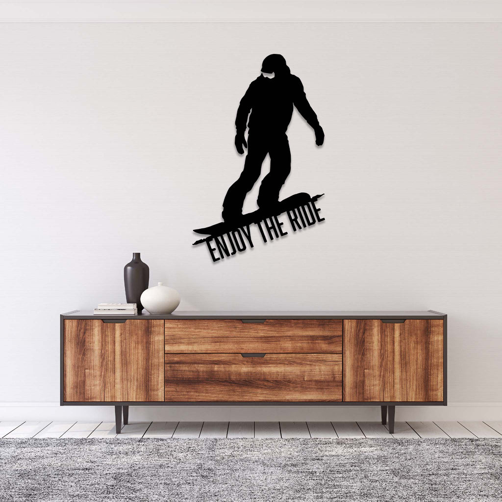 Enjoy The Ride Snowboarder - Metal Wall Art - MetalPlex