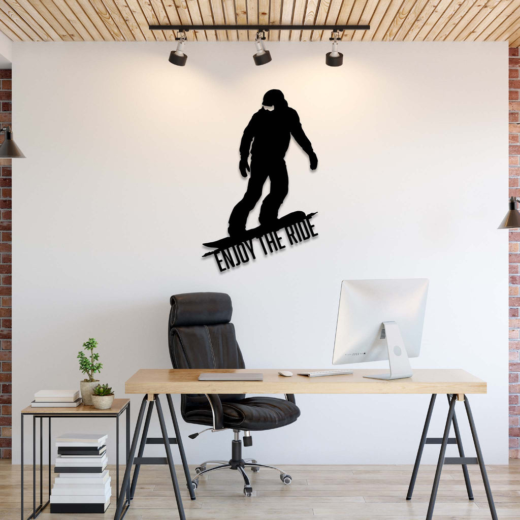 Enjoy The Ride Snowboarder - Metal Wall Art - MetalPlex