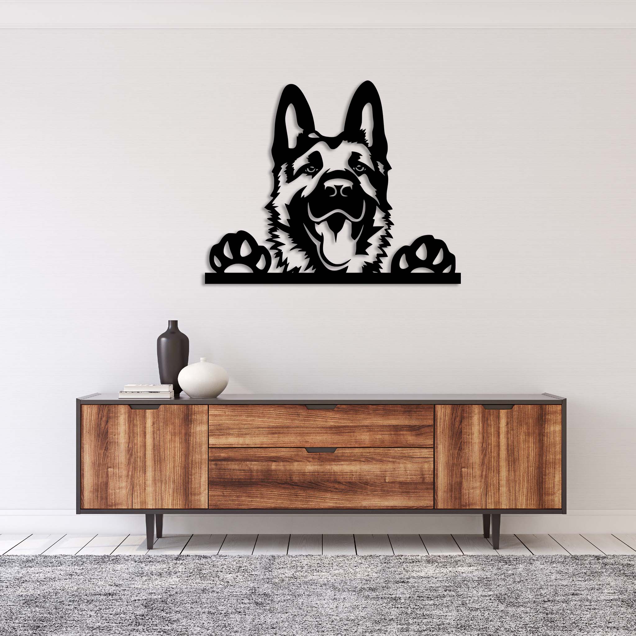 SWEN Products Australian Shepherd Metal Wall Plate Cover - Laser-Cut Steel, Black Wrinkle Finish - View #8