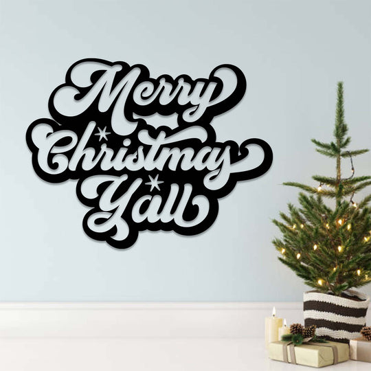 Merry Christmas Y'all - Metal Wall Art