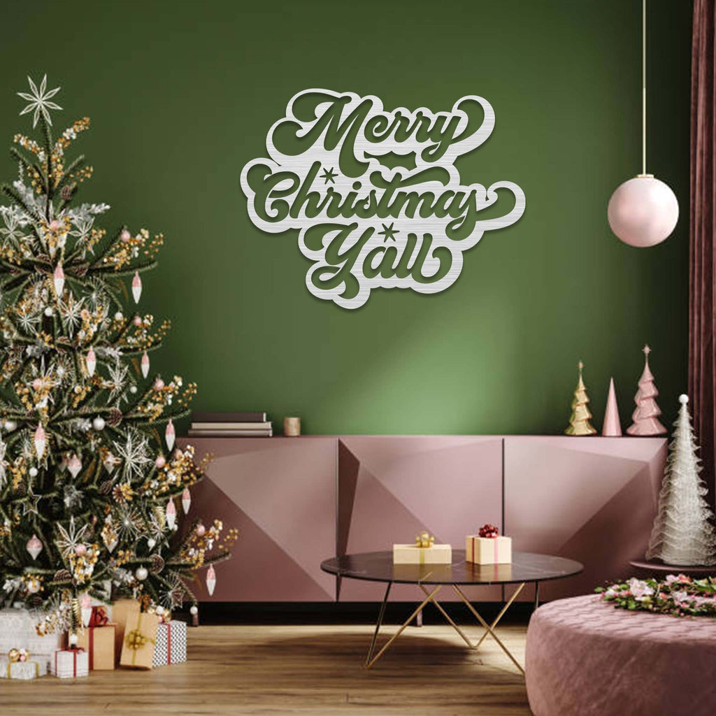 Merry Christmas Y'all - Metal Wall Art - MetalPlex