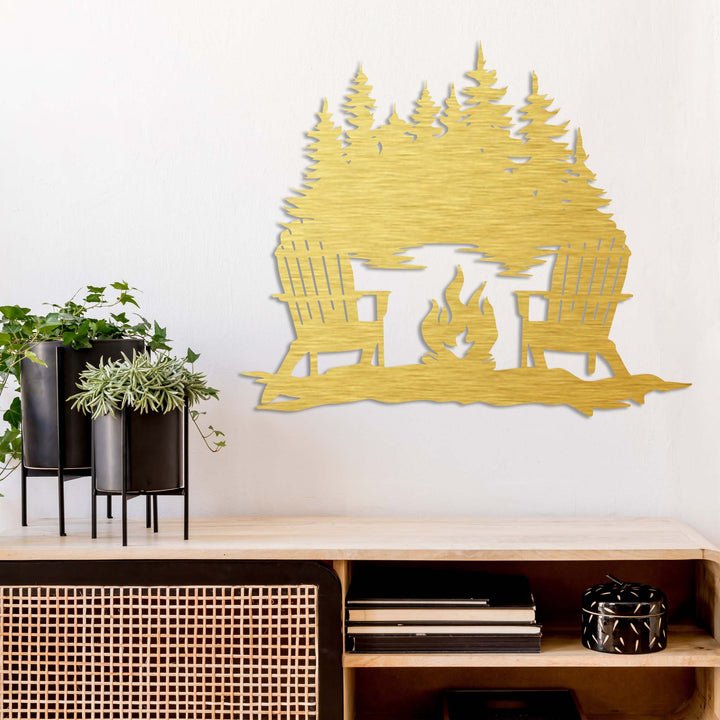 Campfire Lake View - Metal Wall Art - MetalPlex
