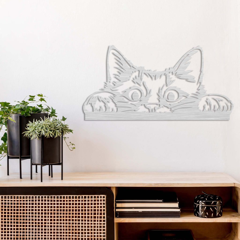 Peeking Cat - Metal Wall Art - MetalPlex