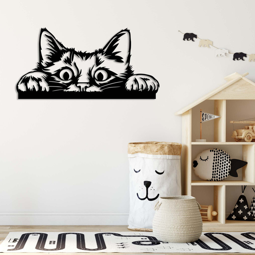 Peeking Cat - Metal Wall Art - MetalPlex