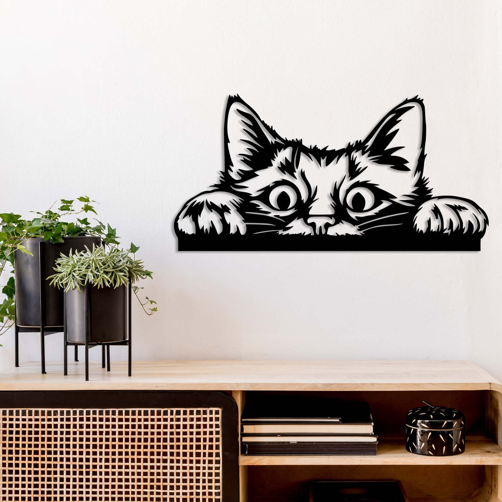 Peeking Cat - Metal Wall Art - MetalPlex