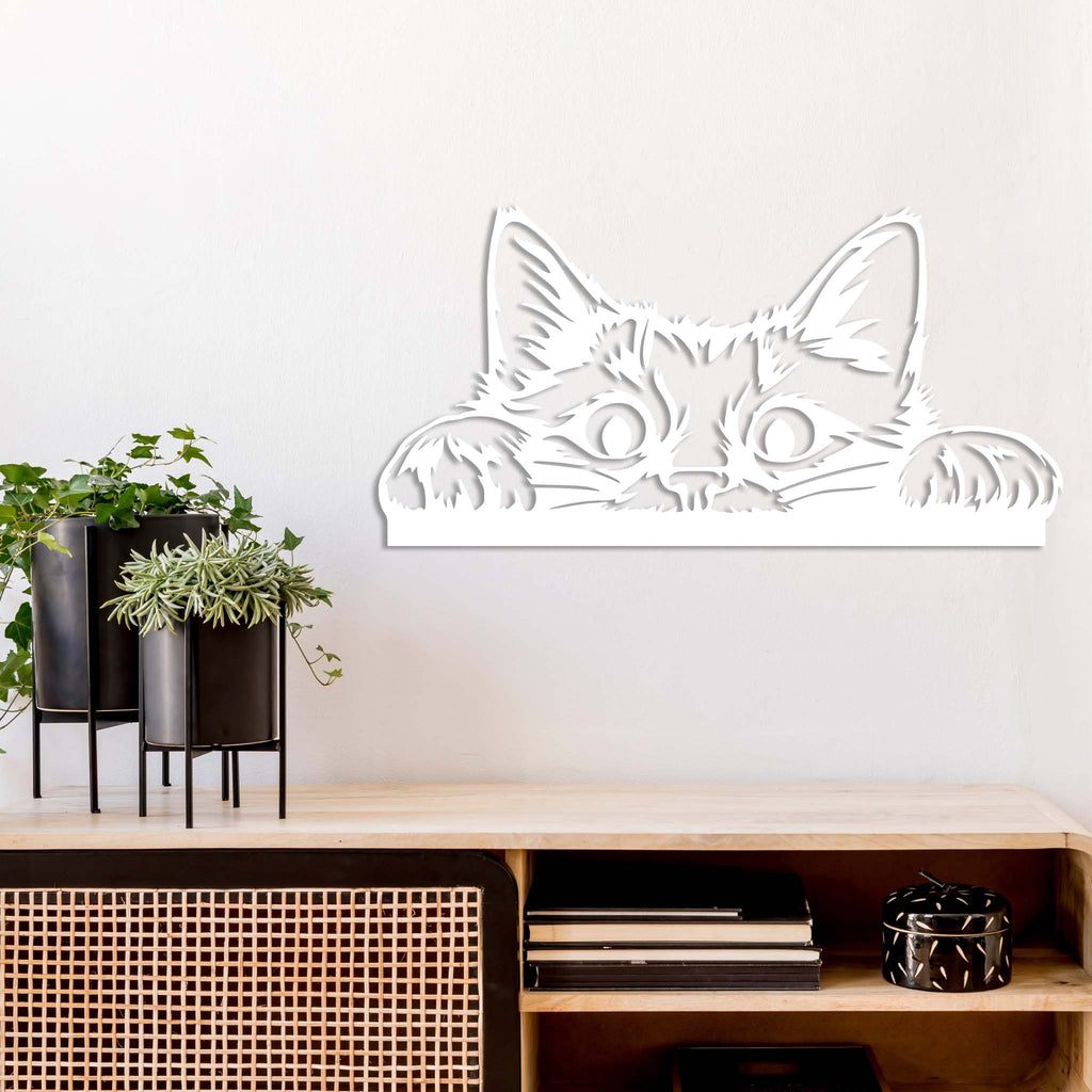 Peeking Cat - Metal Wall Art - MetalPlex