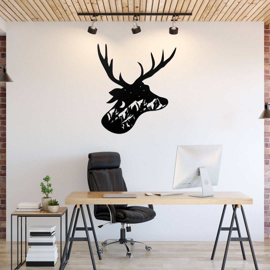 Deer Head Design - Metal Wall Art - MetalPlex
