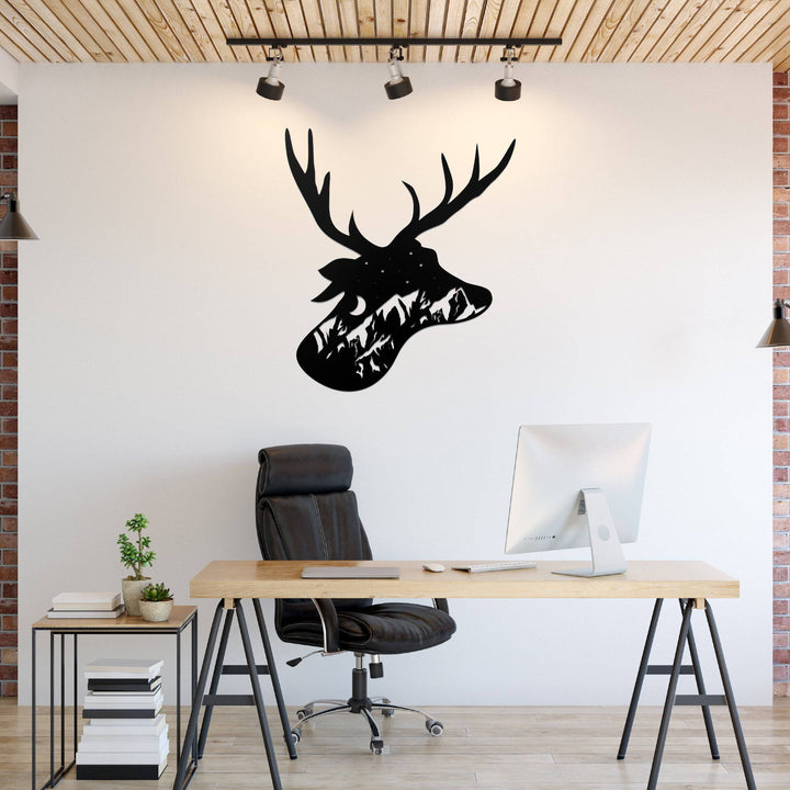 Deer Head Design - Metal Wall Art - MetalPlex