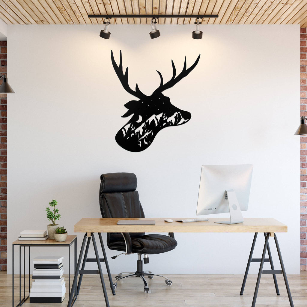Deer Head Design - Metal Wall Art - MetalPlex