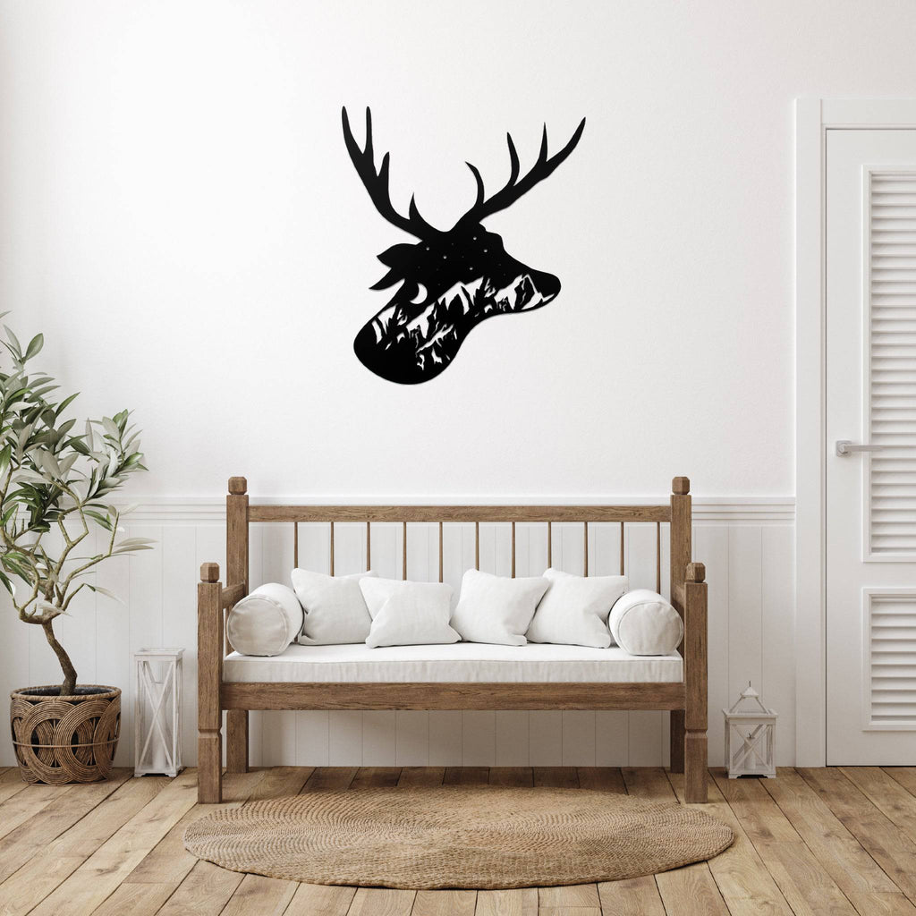 Deer Head Design - Metal Wall Art - MetalPlex