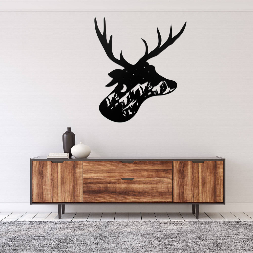 Deer Head Design - Metal Wall Art - MetalPlex