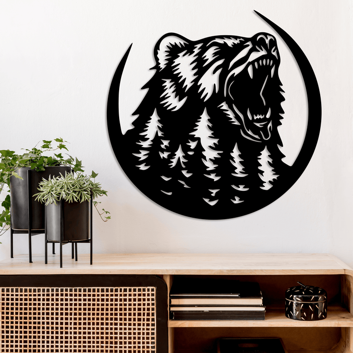 Growling Bear - Metal Wall Art - MetalPlex