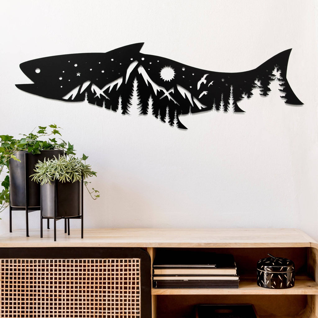 Salmon Fish Design - Metal Wall Art - MetalPlex