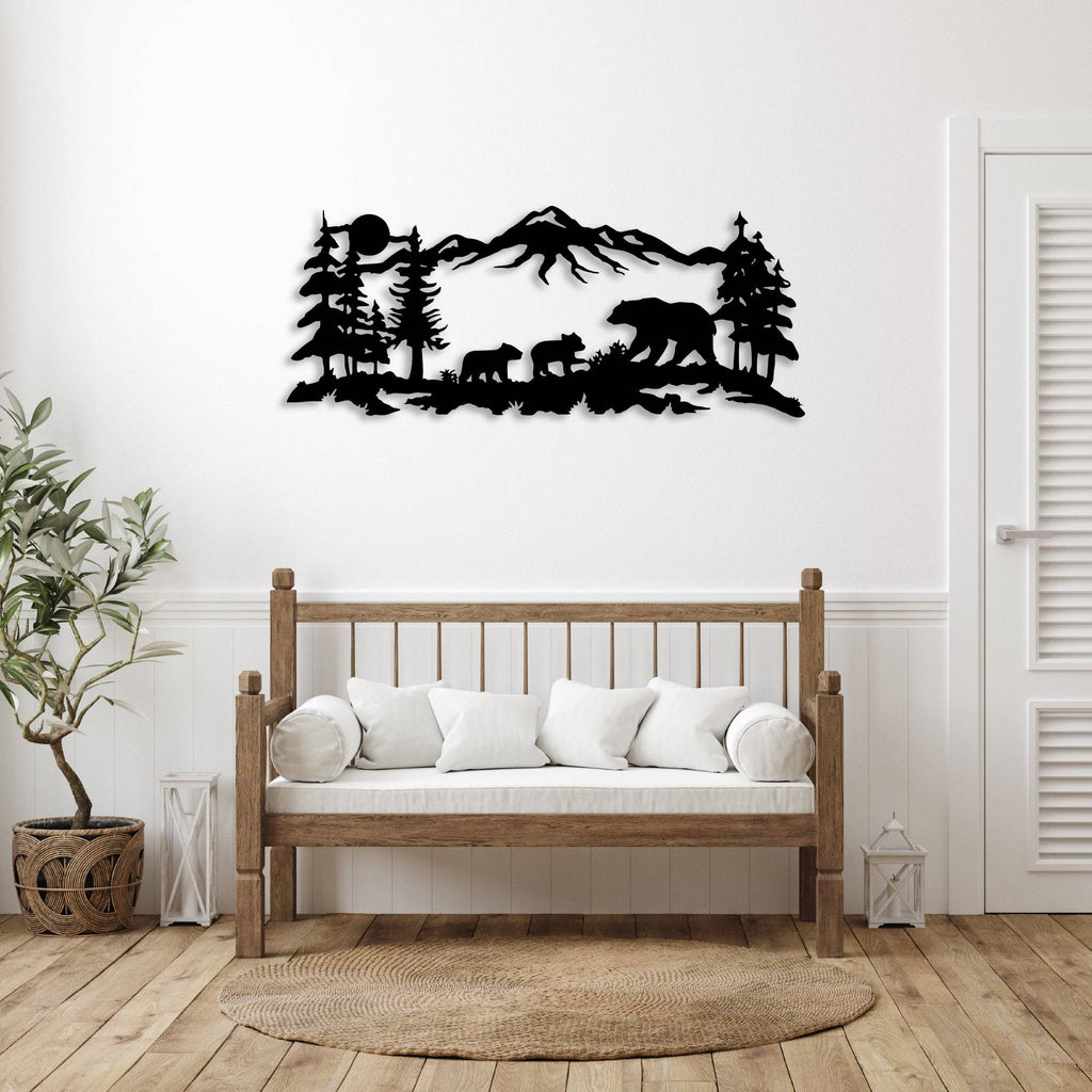 Mountain Bear Family - Metal Wall Art - MetalPlex