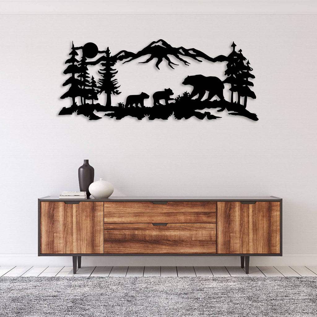Mountain Bear Family - Metal Wall Art - MetalPlex