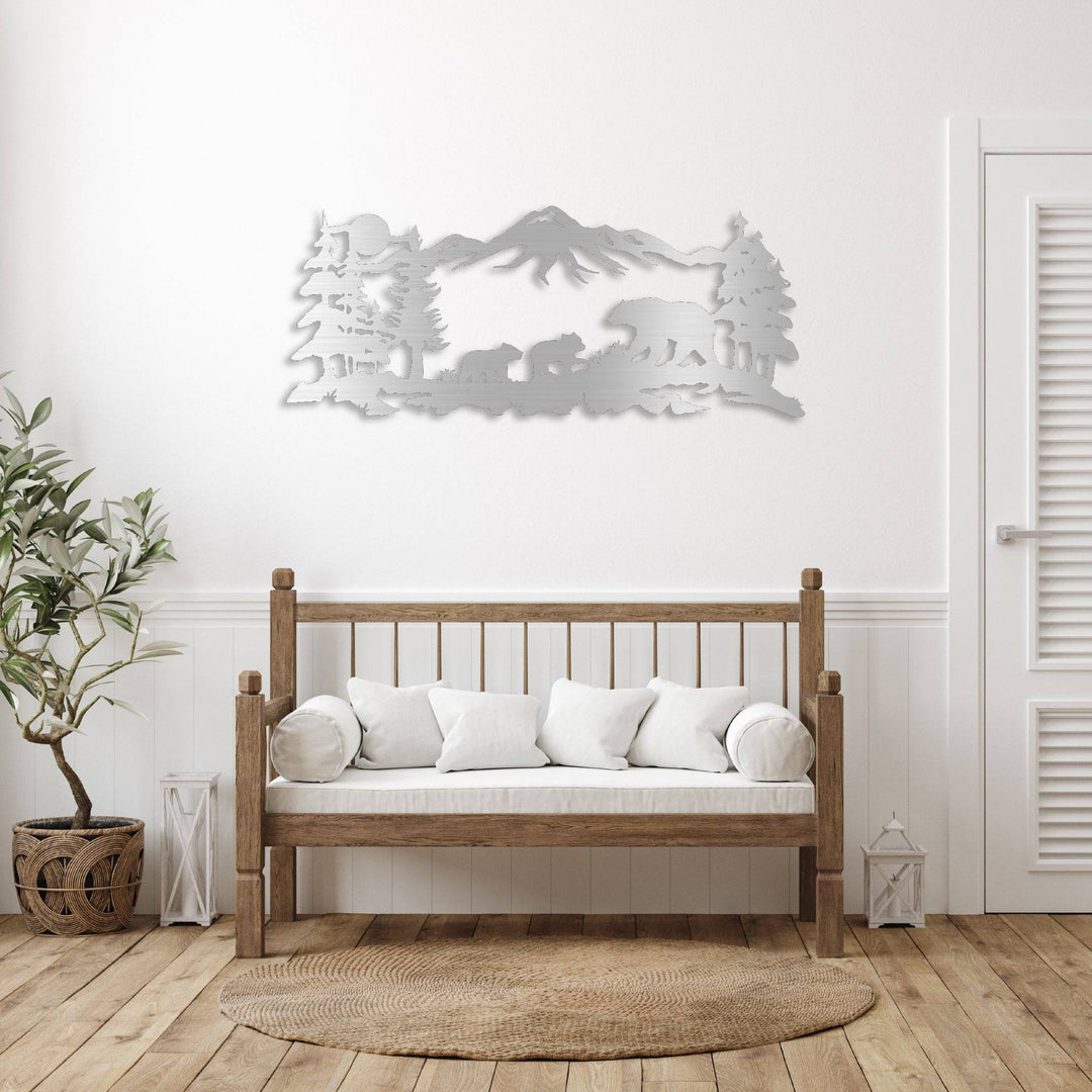 Mountain Bear Family - Metal Wall Art - MetalPlex