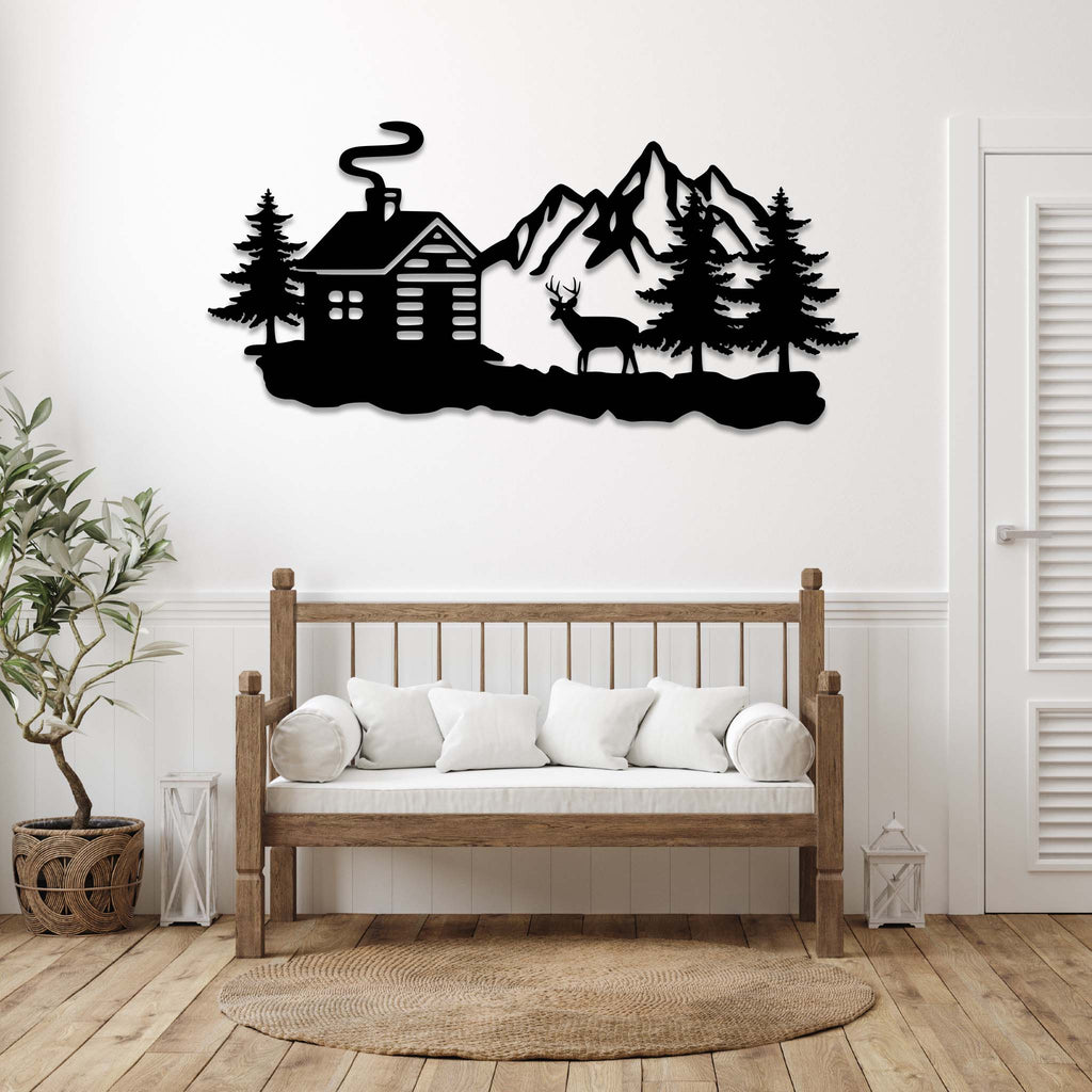 Deer Cabin - Metal Wall Art - MetalPlex