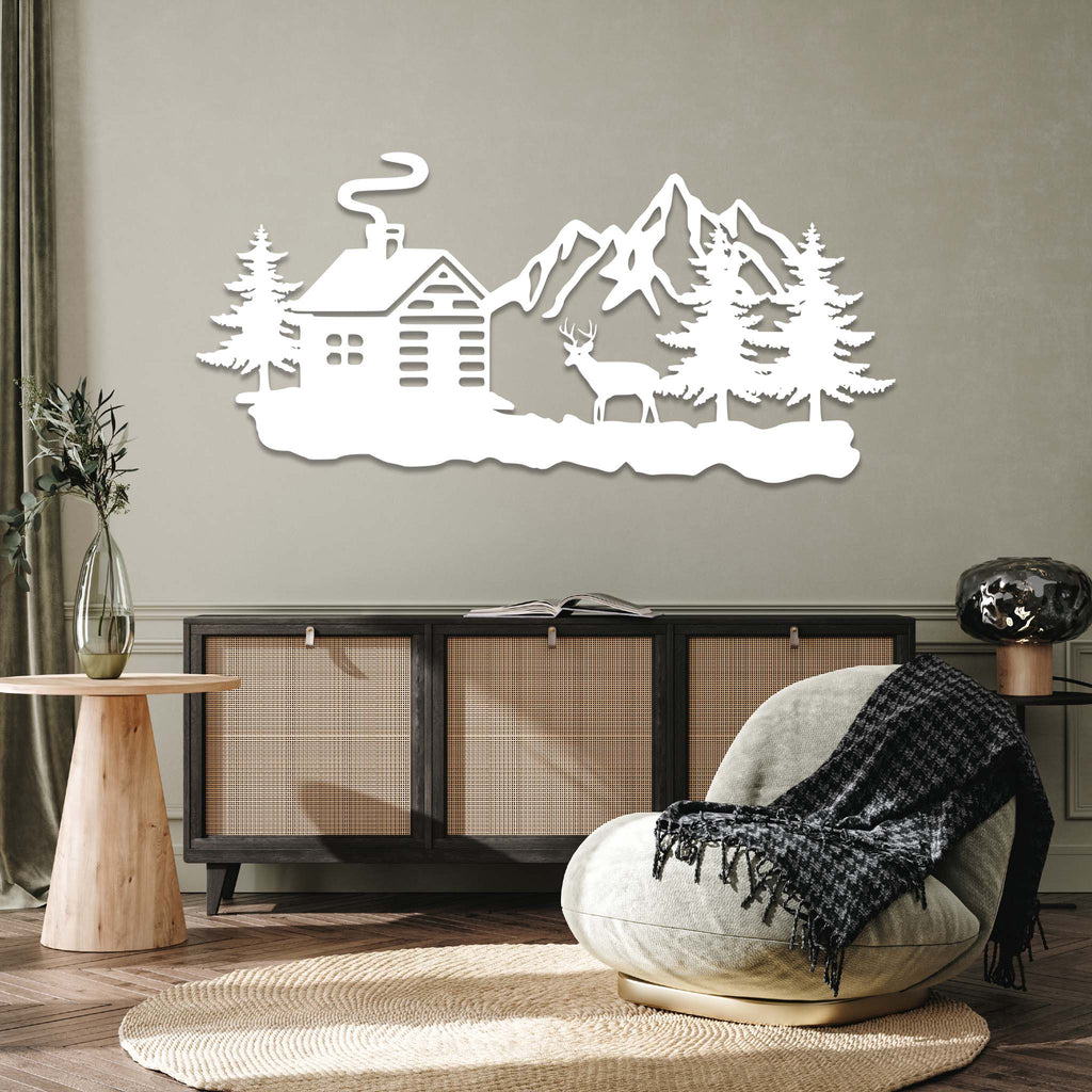 Deer Cabin - Metal Wall Art - MetalPlex