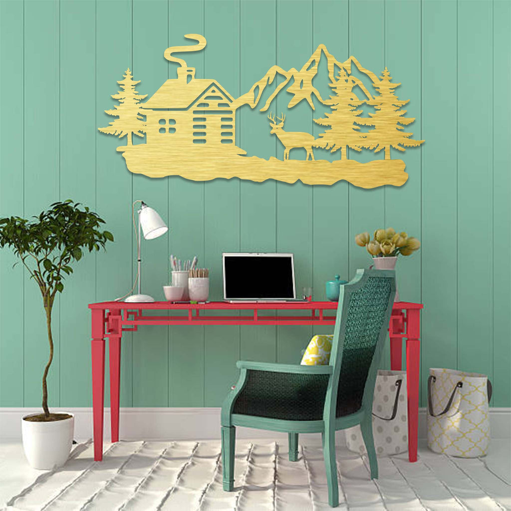 Deer Cabin - Metal Wall Art - MetalPlex