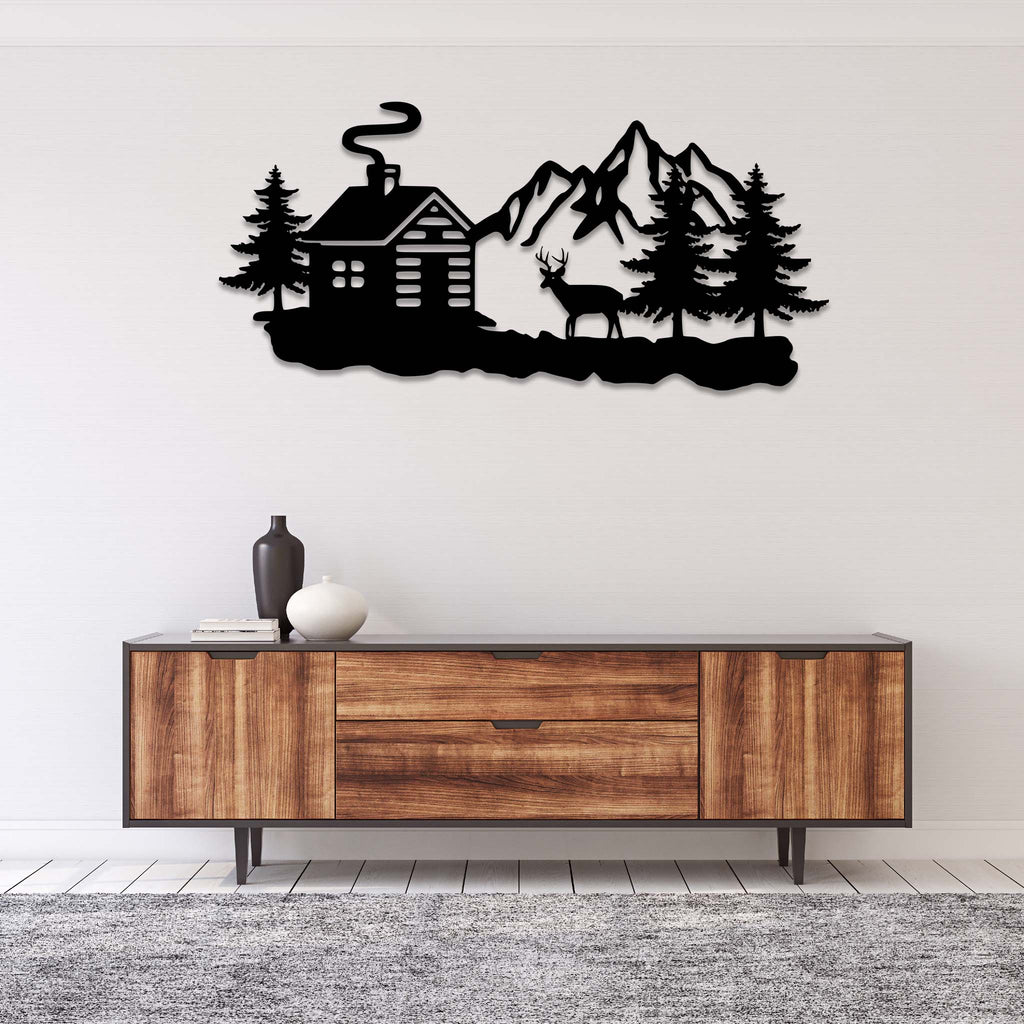 Deer Cabin - Metal Wall Art - MetalPlex