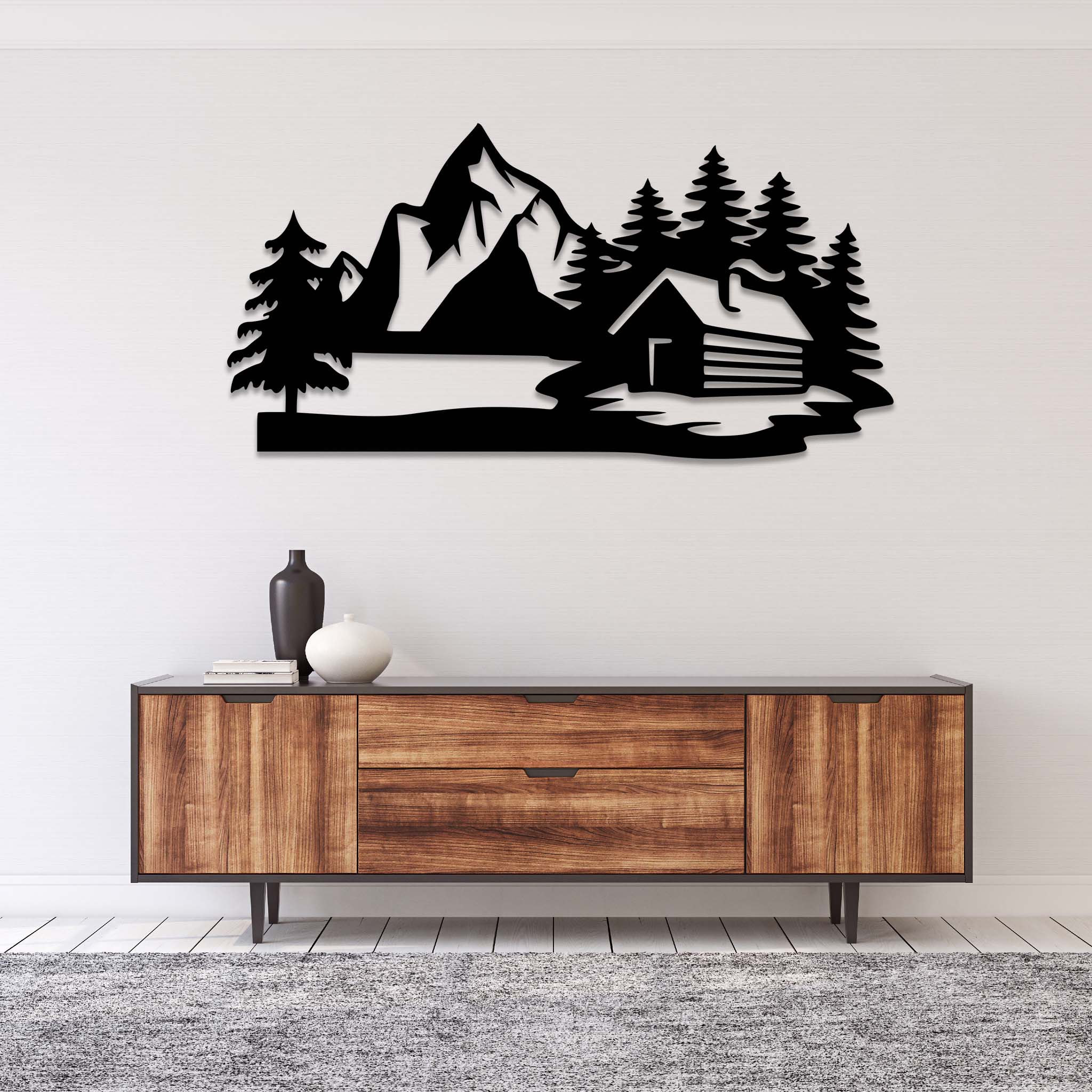 Cabin Scenery Metal Wall Art MetalPlex