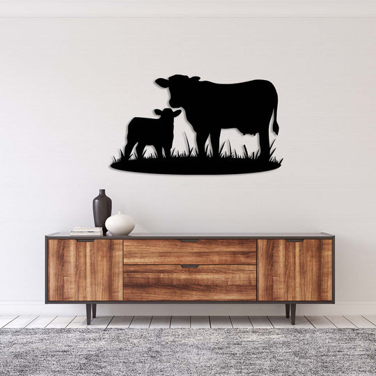 Cow Family Field - Metal Wall Art