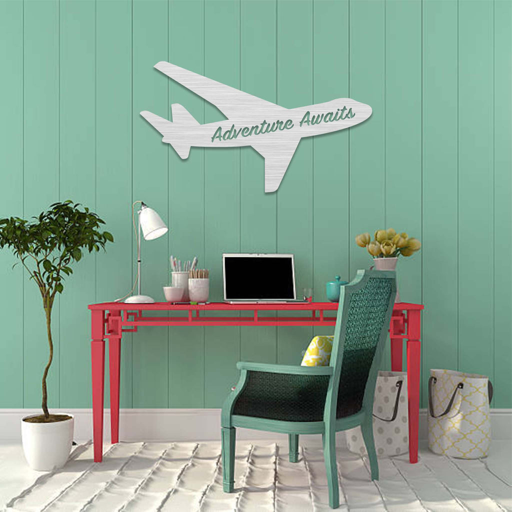 Adventure Awaits Airplane - Metal Wall Art - MetalPlex