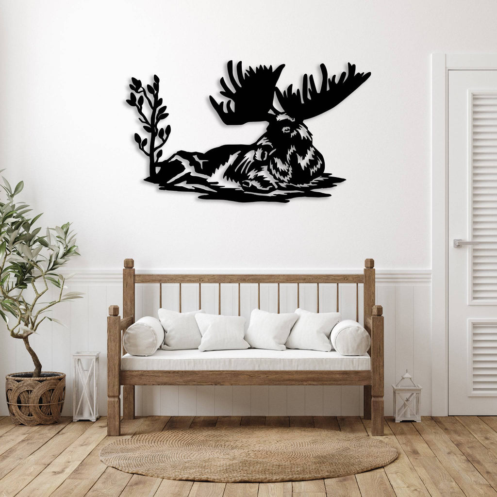 Laying Moose - Metal Wall Art - MetalPlex
