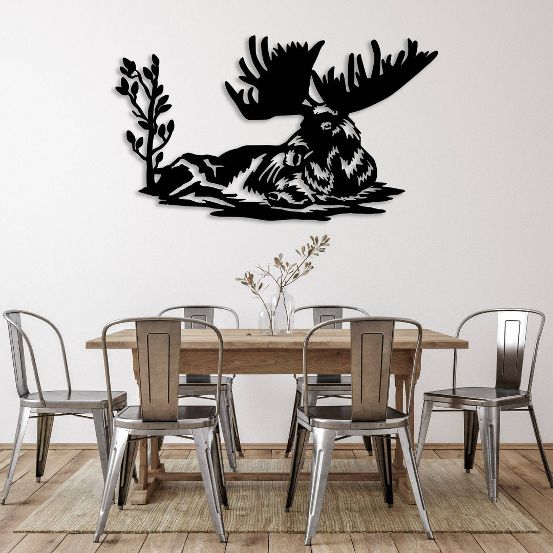 Laying Moose - Metal Wall Art - MetalPlex