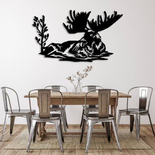 Laying Moose - Metal Wall Art
