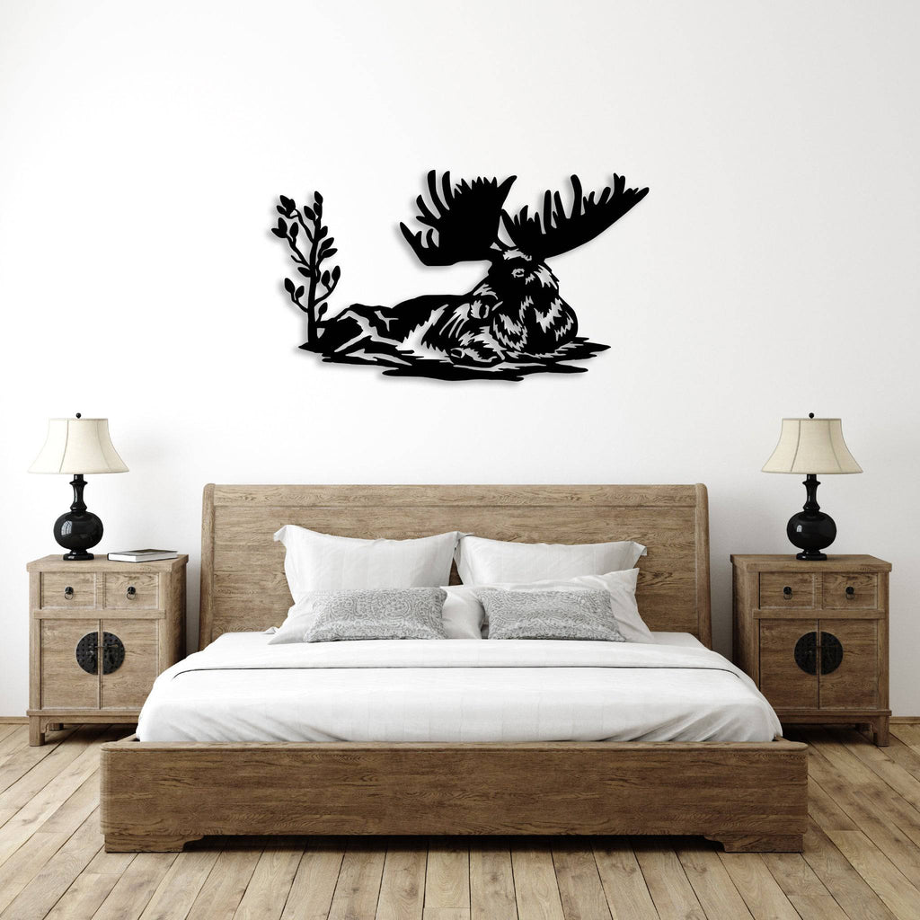 Laying Moose - Metal Wall Art - MetalPlex