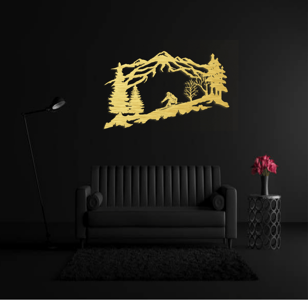 Mountain Skier - Metal Wall Art - MetalPlex